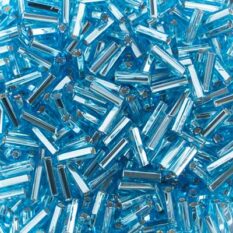 Aqua Silver Lined Bugles Czech Seed Beads