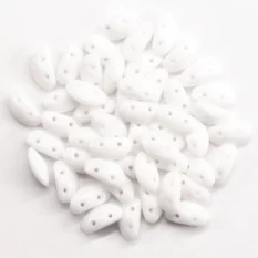 Chalk White Czech 2-Hole Glass Beads
