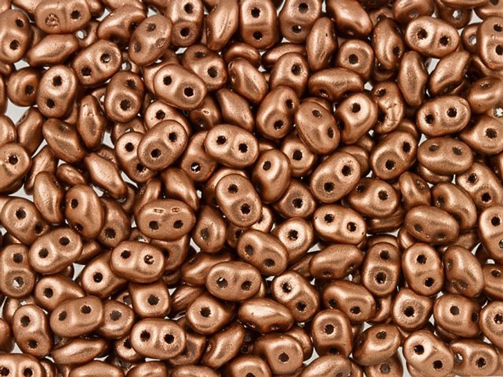 Copper Metallic Matte Czech 2-Hole Glass Beads