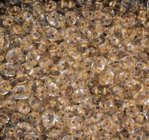 Crystal Bronze Lined Czech 2-Hole Glass Beads