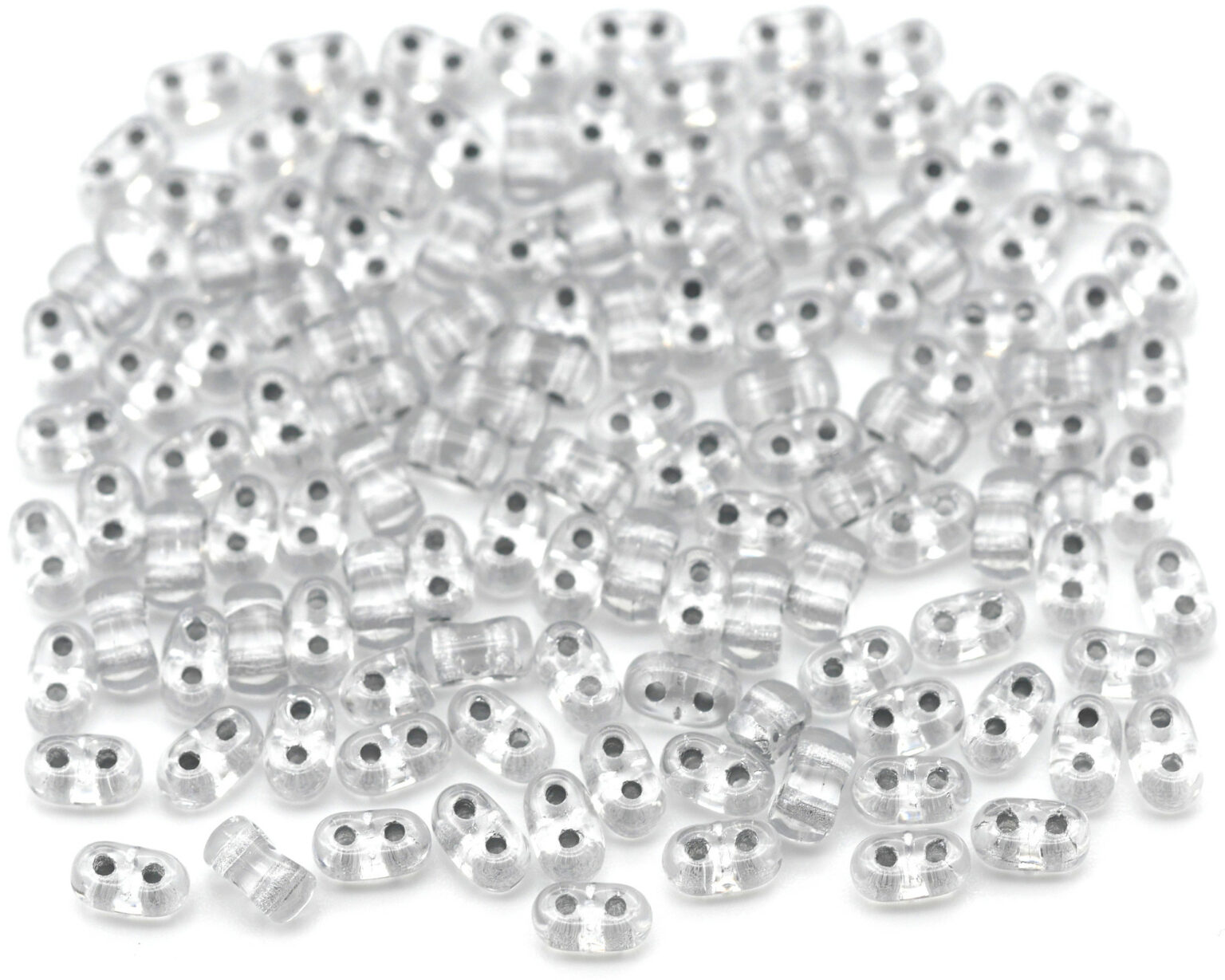 Crystal Silver Lined Czech 2-Hole Glass Beads