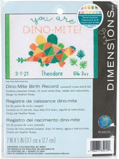 Dino-Mite Birth Records Counted Cross Stitch Kit