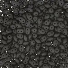 Jet Matte Czech 2-Hole Glass Beads