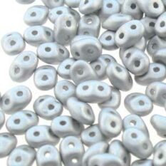 Metallic Silver Czech 2-Hole Glass Beads