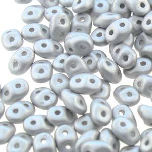 Metallic Silver Czech 2-Hole Glass Beads