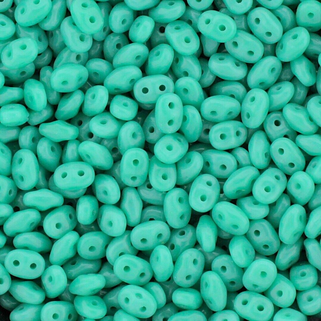 Turquoise Czech 2-Hole Glass Beads