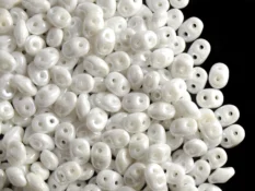 White Luster Czech 2-Hole Glass Beads