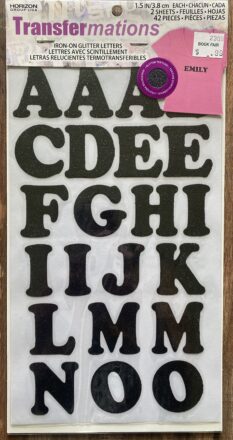 TransferMations Iron-On Glitter Letters in Black 1.5 Inch Tall