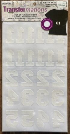 TransferMations Iron-On Flocked Numbers in White 1.5 Inch Tall