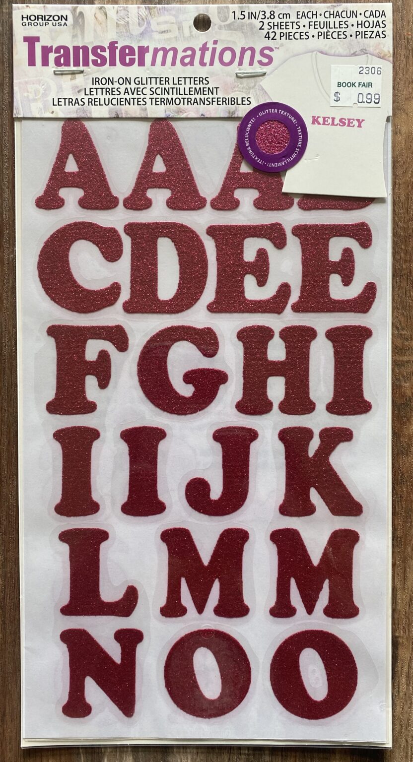 TransferMations Iron-On Glitter Letters in Pink 1.5 Inch Tall