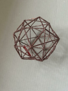 3D Wire Rose Gold Geometric Shape Glitter Ornament 4.5" Tall