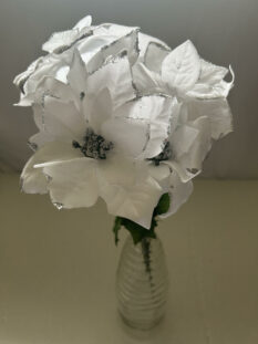 White Poinsettia Seven-Stem 14.75" Tall