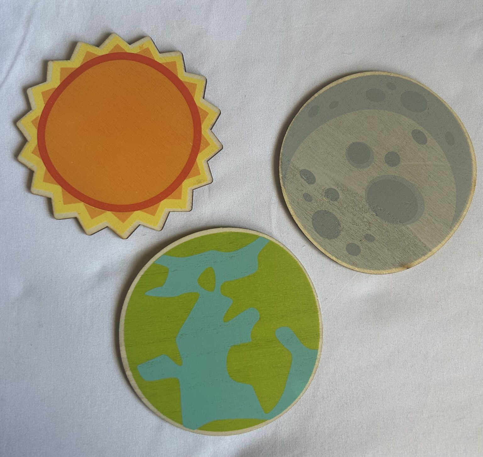 Printed Wooden Shapes - Sun Moon Earth 3 Piece