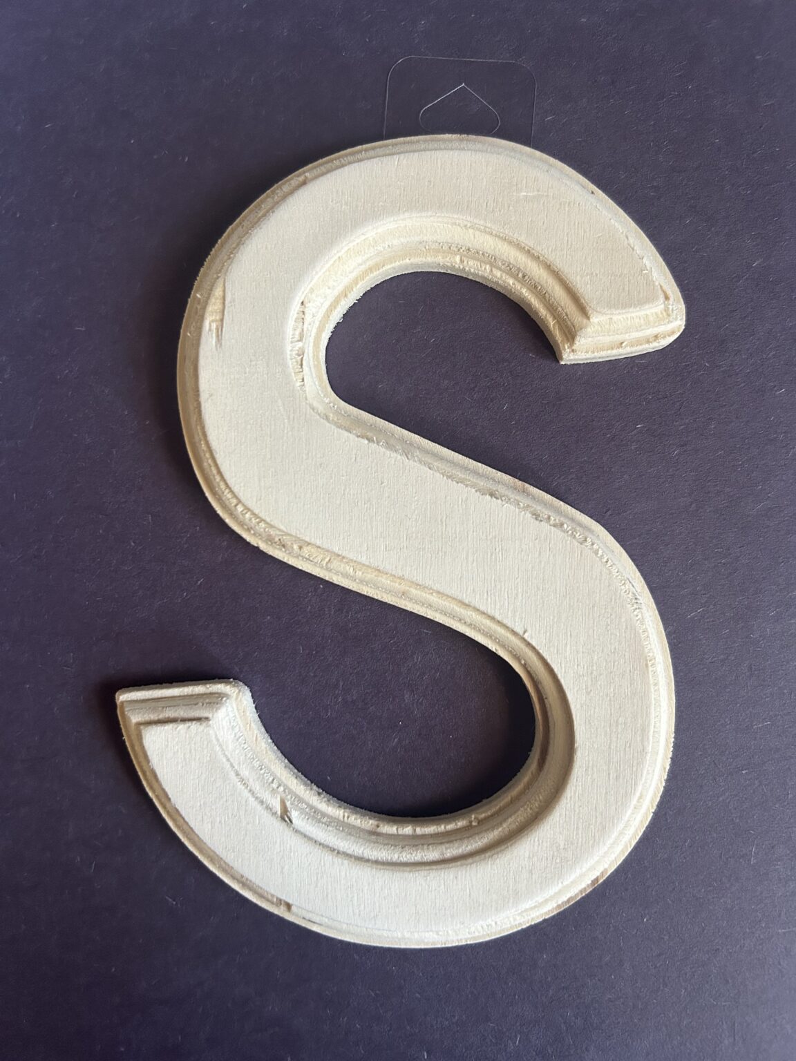 S Beveled Wooden Letter 6.25 in x 4.25 in