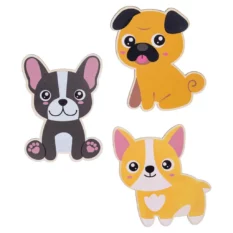 Printed Wooden Shapes - Dogs, 3 Pieces