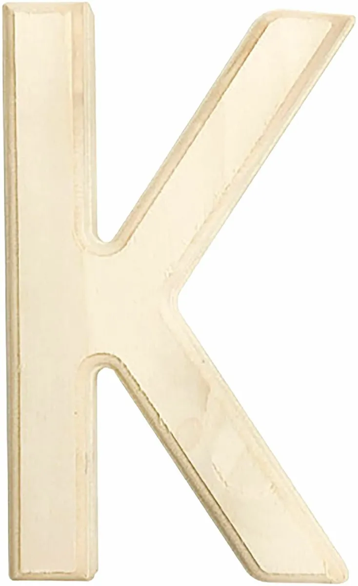 K Beveled Wooden Letter 6 in x 3.75 in