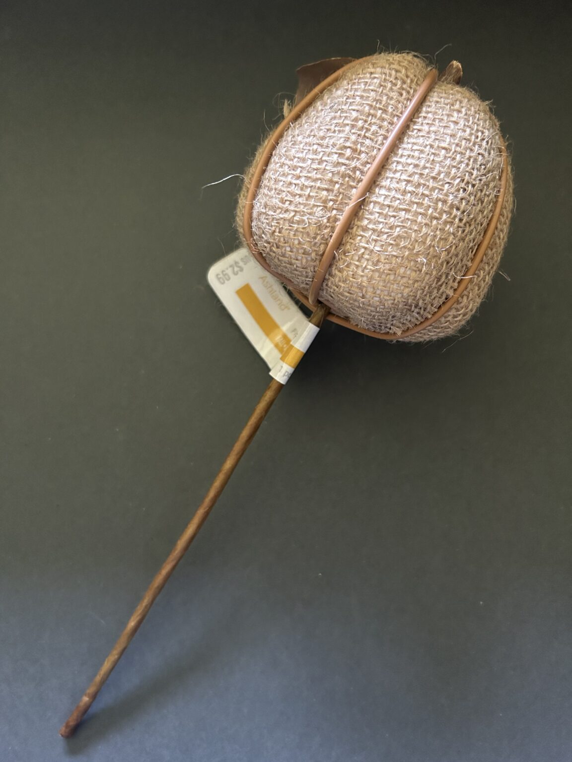 Burlap Covered Brown Pumpkin Pick