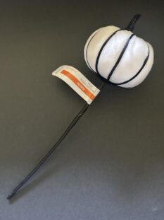 White Fabric Pumpkin with Black Accents