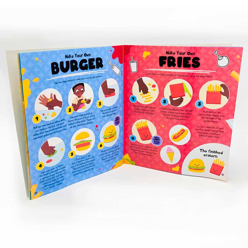 Inside view of the instructions for Make Your Own Erasers kit