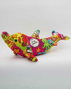 Message from the planet covered dolphin stuffed plush toy from Wild Republic